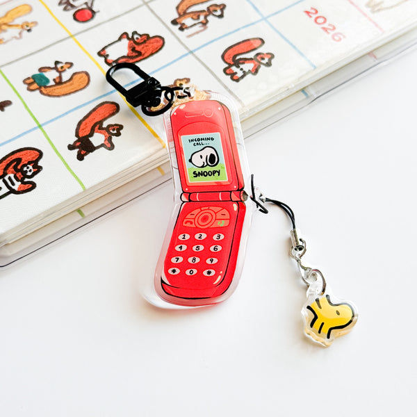 Snoopy Flip Phone Keychain