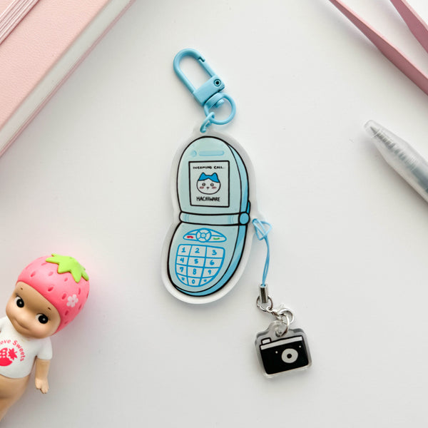 Hachiware Flip Phone Keychain